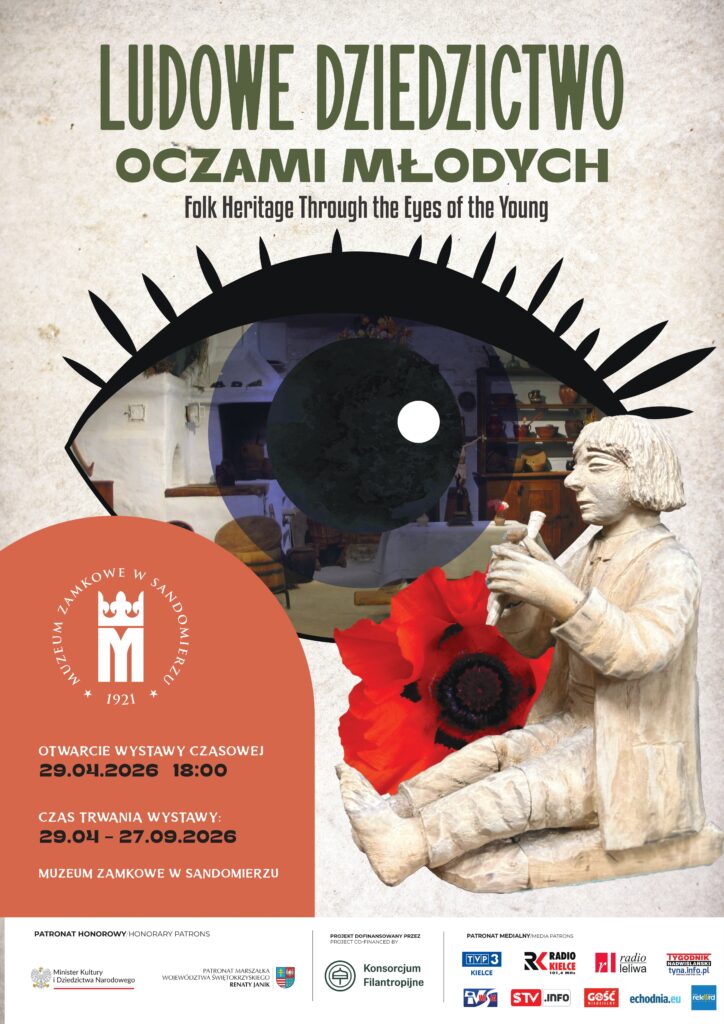 Oficjalny plakat wystawy czasowej "Ludowe dziedzictwo oczami młodych"