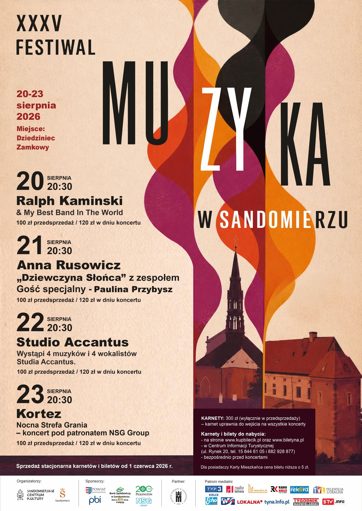 Plakat Festiwal Muzyka w Sandomierzu.